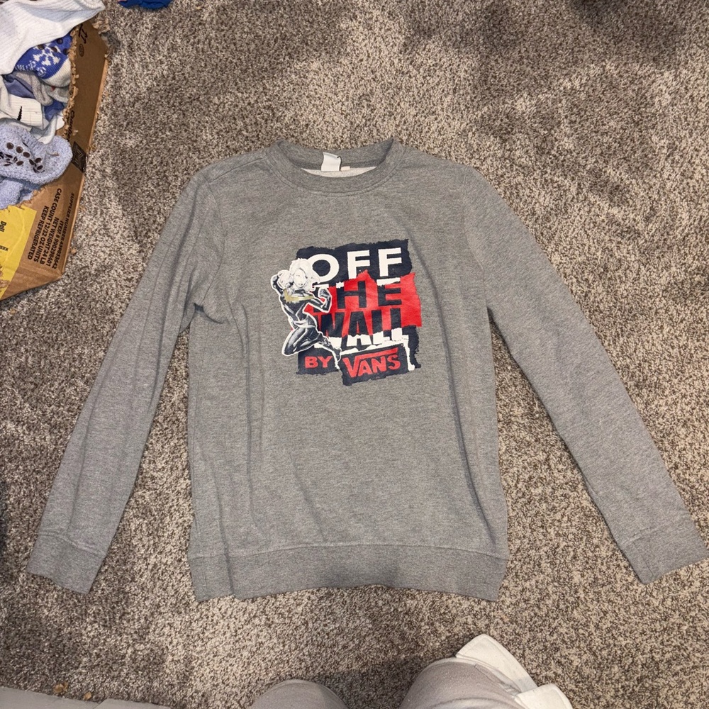 Vans Gray and Red Graphic Sweatshirt
